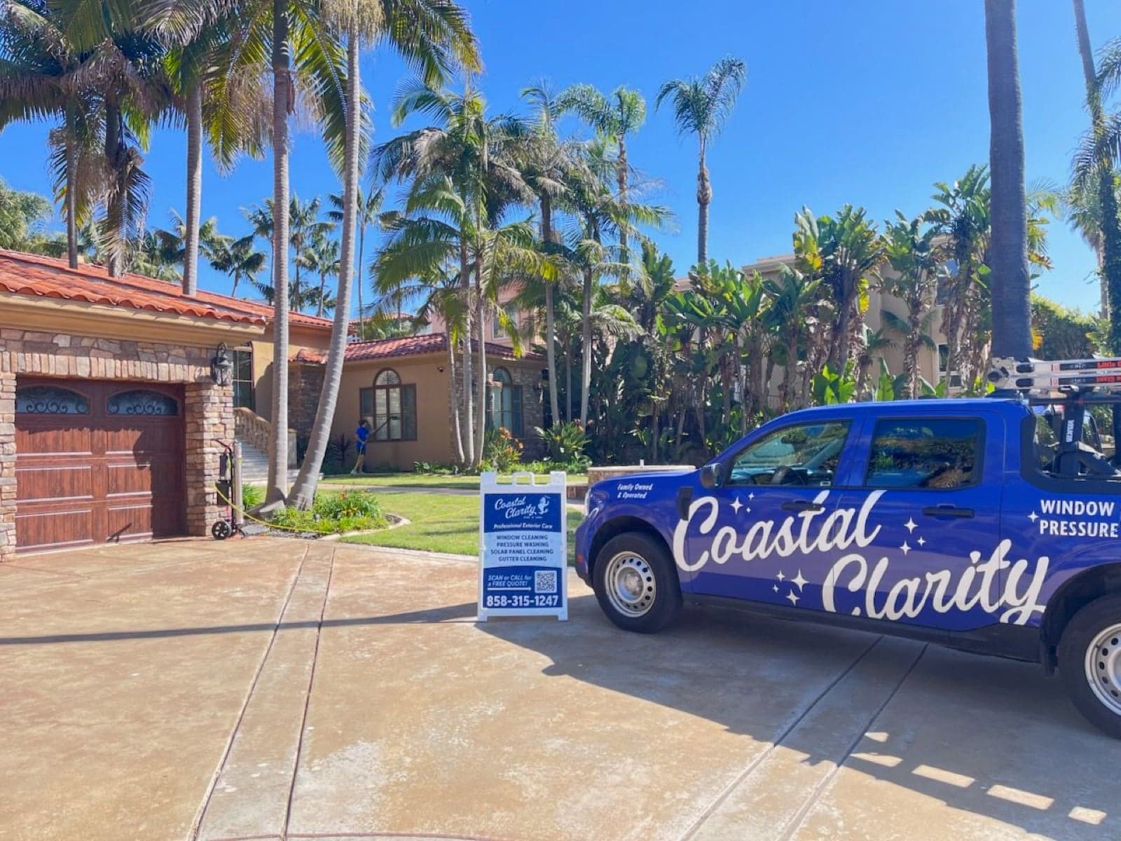 Coastal Clarity scheduled service arriving on time at a La Jolla Shores home