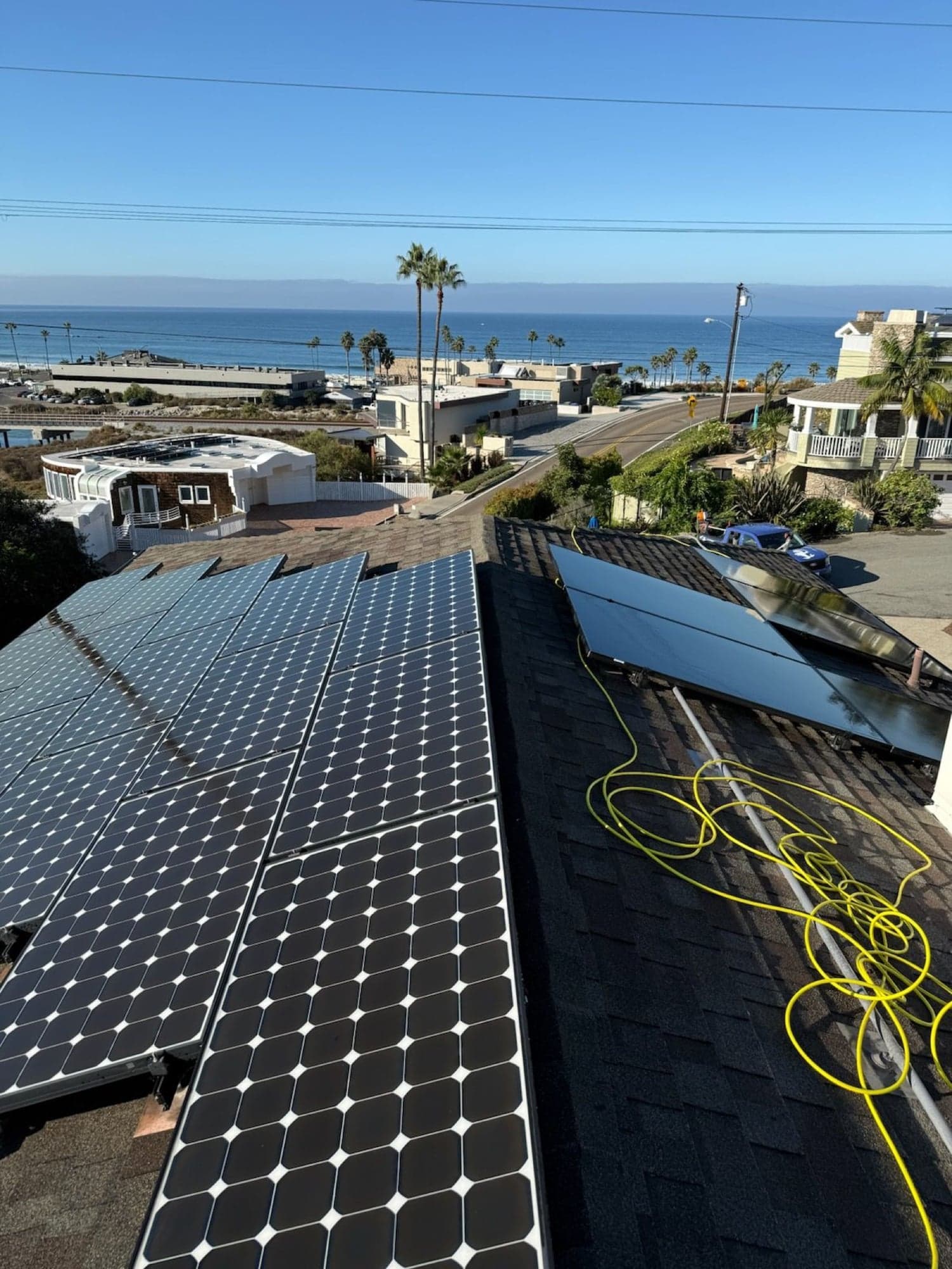 Sparkling Solar Panels Along the Coast