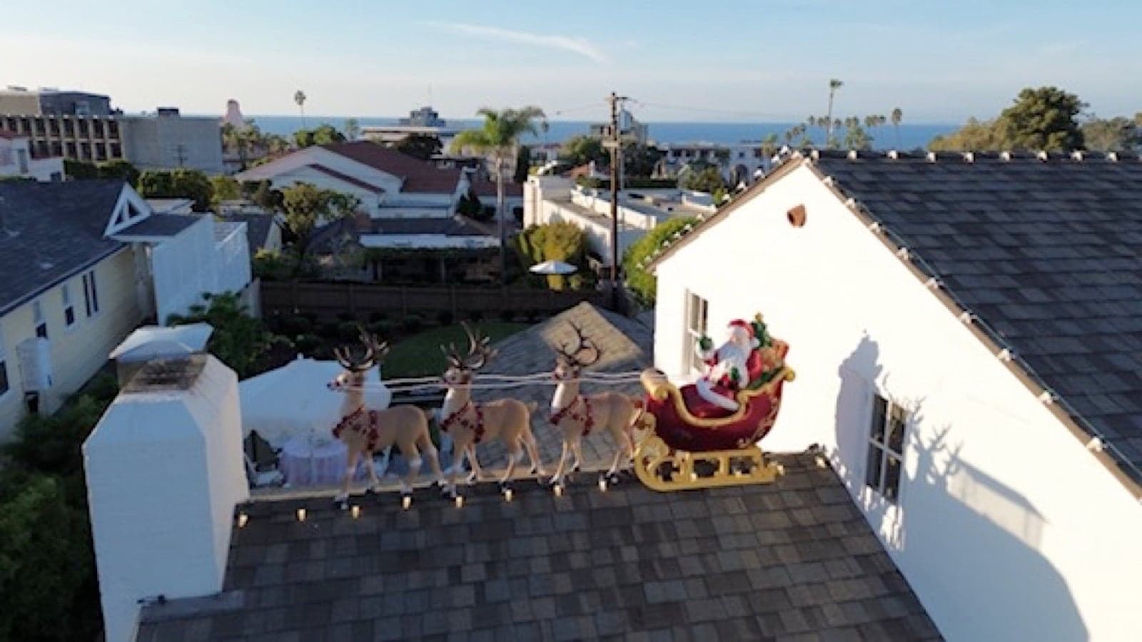 Custom holiday lighting installation on a San Diego home